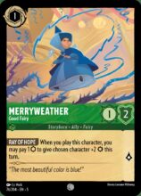 Disney Lorcana set 5 Shimmering Skies. Merryweather "Good Fairy" common trading card.