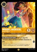 Disney Lorcana set 5 Shimmering Skies. Mirabel Madrigal "Family Gatherer" legendary trading card.