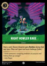 Disney Lorcana set 5 Shimmering Skies. Night Howler Rage common trading card.