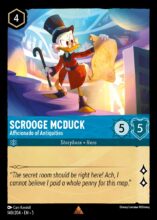 Disney Lorcana set 5 Shimmering Skies. Scrooge McDuck "Afficionado of Antiquities" rare trading card.