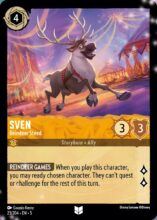 Disney Lorcana set 5 Shimmering Skies. Sven "Reindeer Steed" uncommon trading card.