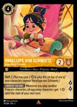 Disney Lorcana set 5 Shimmering Skies. Vanellope Von Schweetz "Sugar Rush Princess" rare trading card.