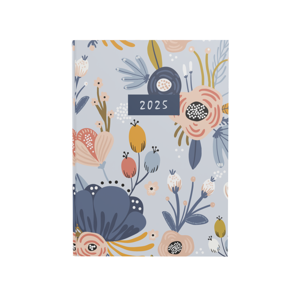 2025 Collins Debden Diary the Enchanted blue floral A5 week to view.