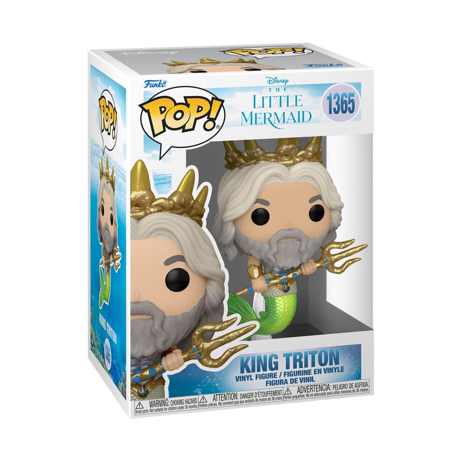 Funko Pop! Vinyl figure of Disney's The Little Mermaid (2023) character King Triton. Available online at the Funporium.