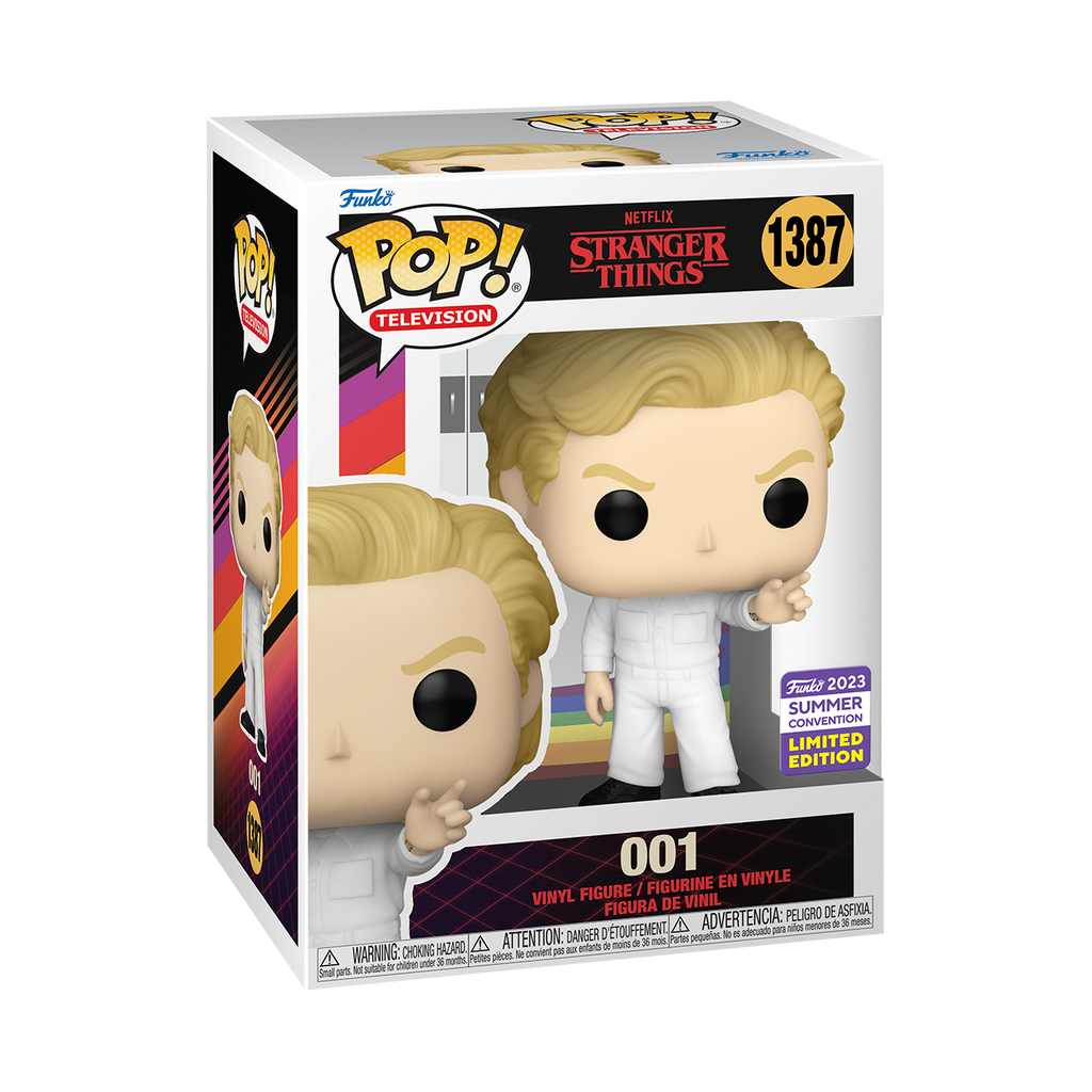 Funko Pop! Vinyl figure of Stranger Things character Number 001 from the SDCC23 release.