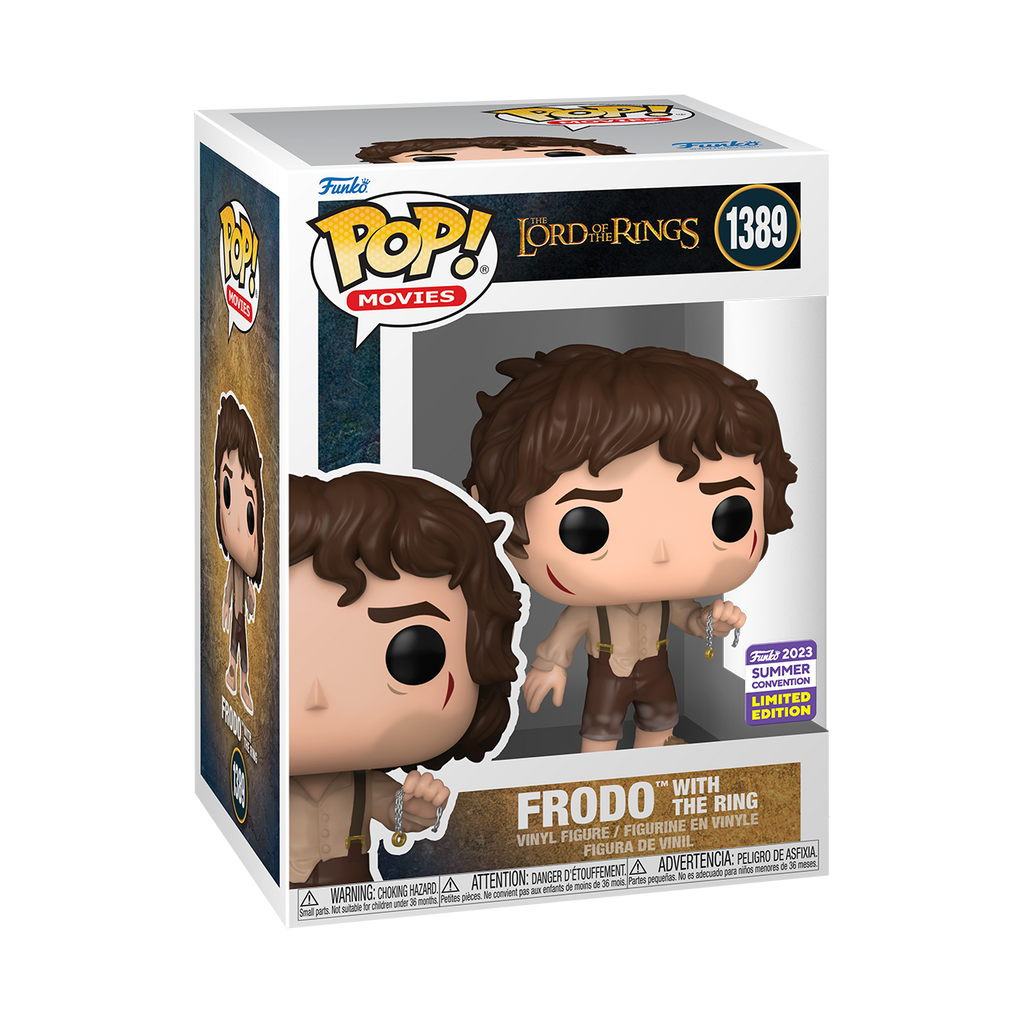 Funko Pop! Vinyl figure of Lord of the Rings character Frodo with Ring from SDCC23 release.