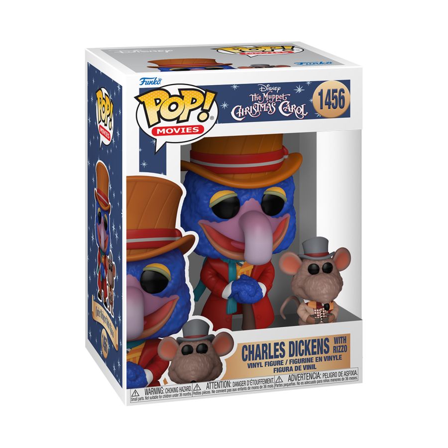 Funko Pop! Vinyl figure of Disney's Muppets Christmas Carol character Gonzo (Charles Dickens) with Rizzo.