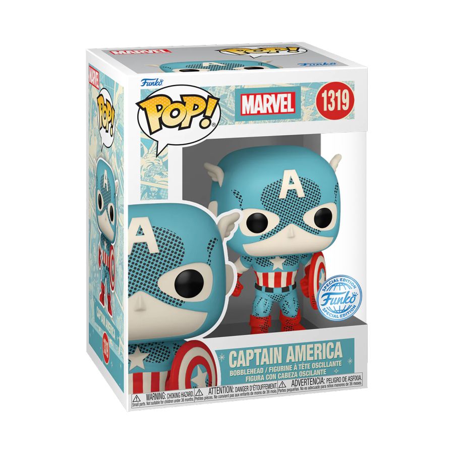 Funko Pop! Vinyl of Marvel Comics Retro Reimagined character Captain America.