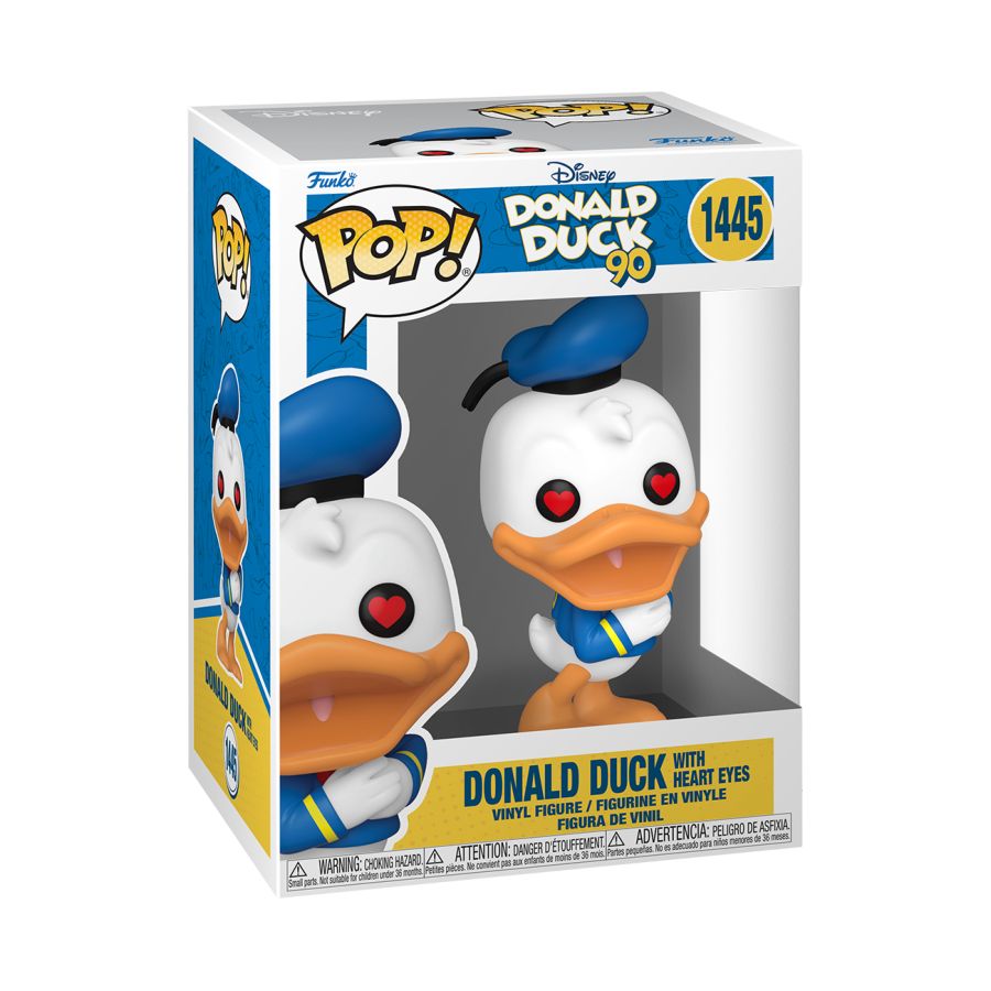 Funko Pop! Vinyl figure of Disney's Donald Duck with Heart Eyes.