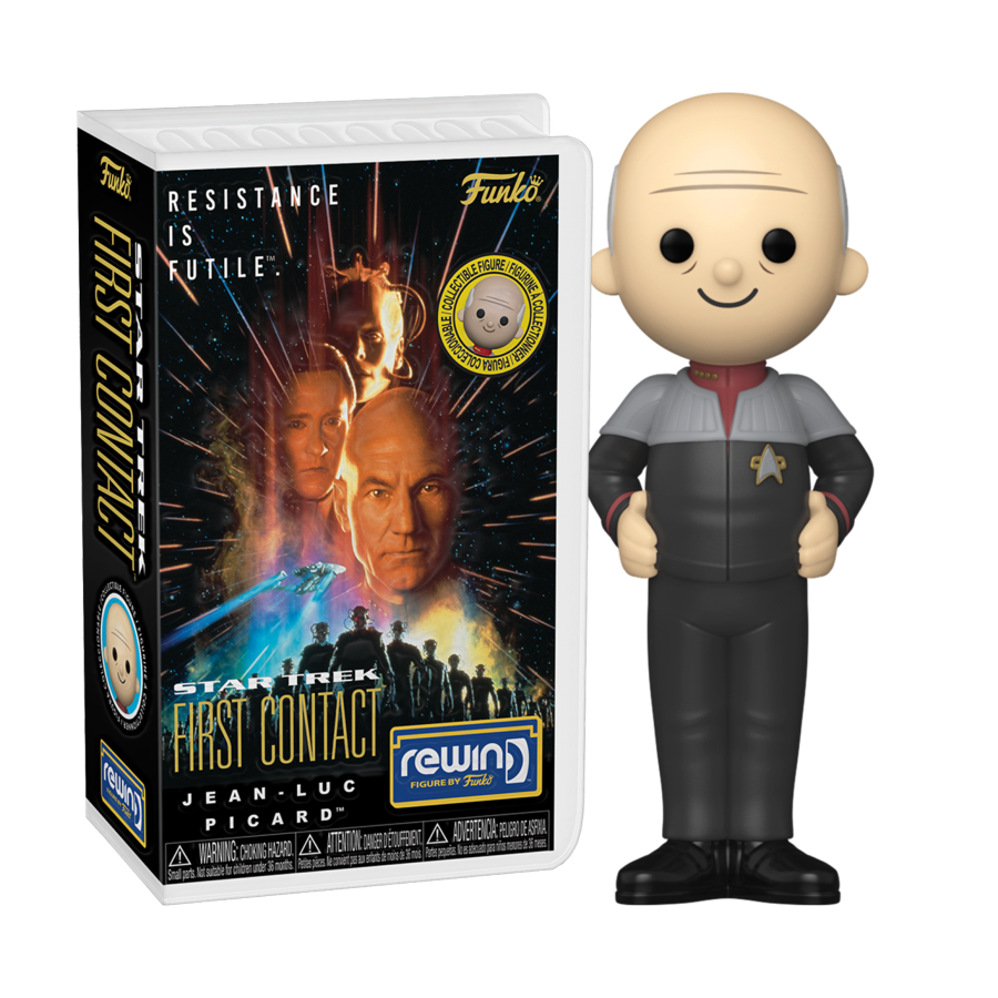 Funko Pop! Vinyl VHS Rewind figure of Star Trek First Contact character Jean-Luc Picard.