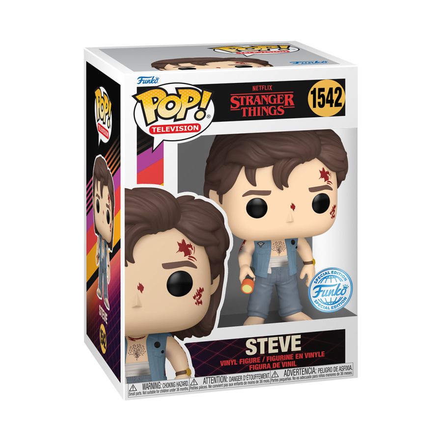 Funko Pop! Vinyl figure of Stranger Things character Steve Battle Damaged.