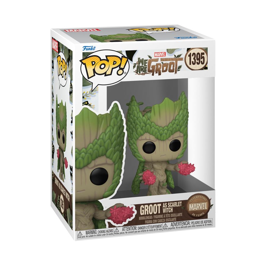 Funko Pop! Vinyl figure of Marvel's We are Groot character Groot as Scarlet Witch.