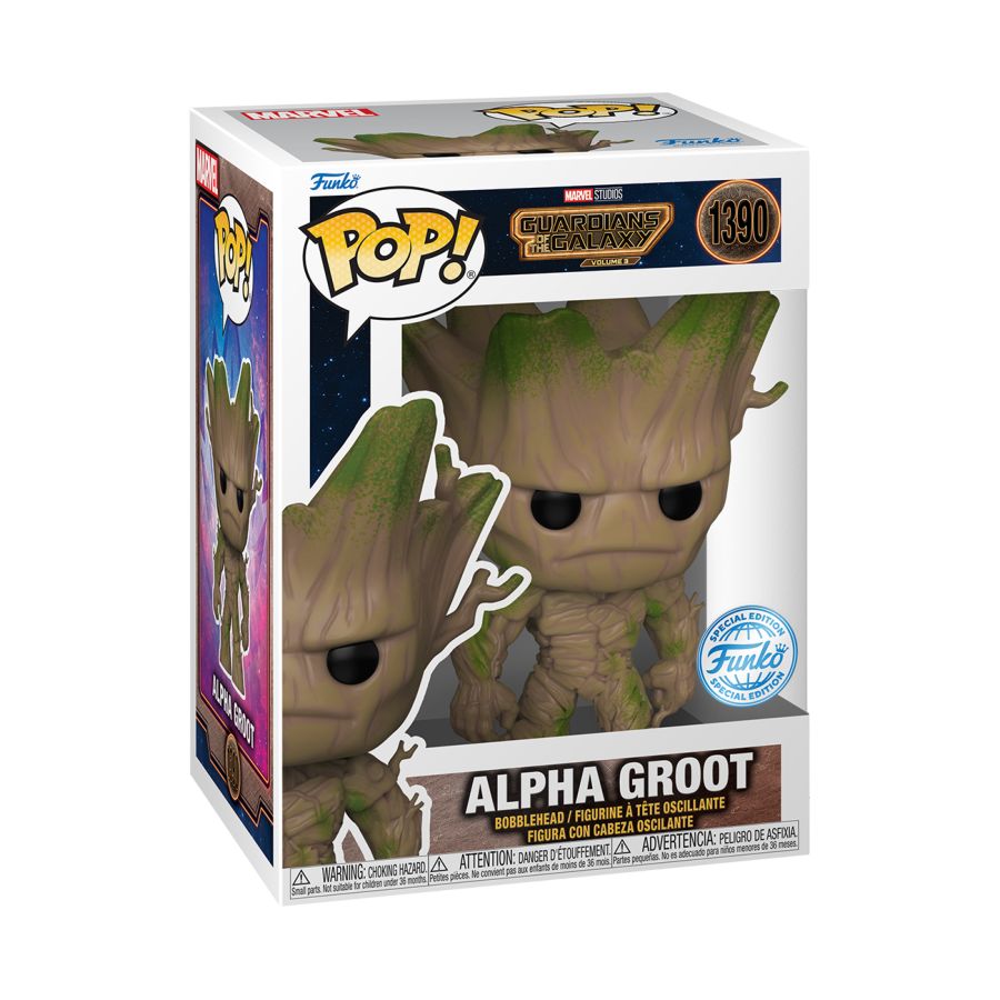 Funko Pop! Vinyl figure of Marvel's Guardians of the Galaxy 3 character Alpha Groot.