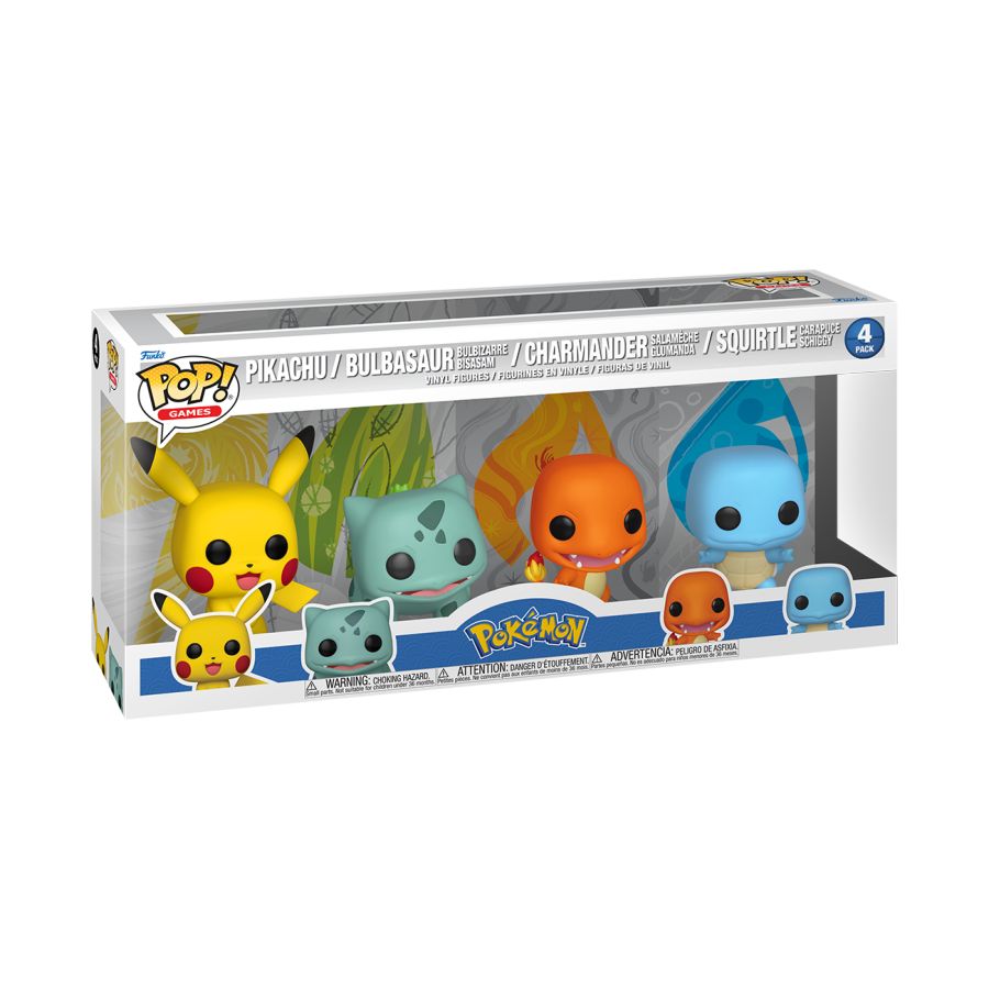 Pokemon - Starters Pack (Pikachu / Bulbasaur / Charmander / Squirtle) - 4 Pack - Pop! Vinyl