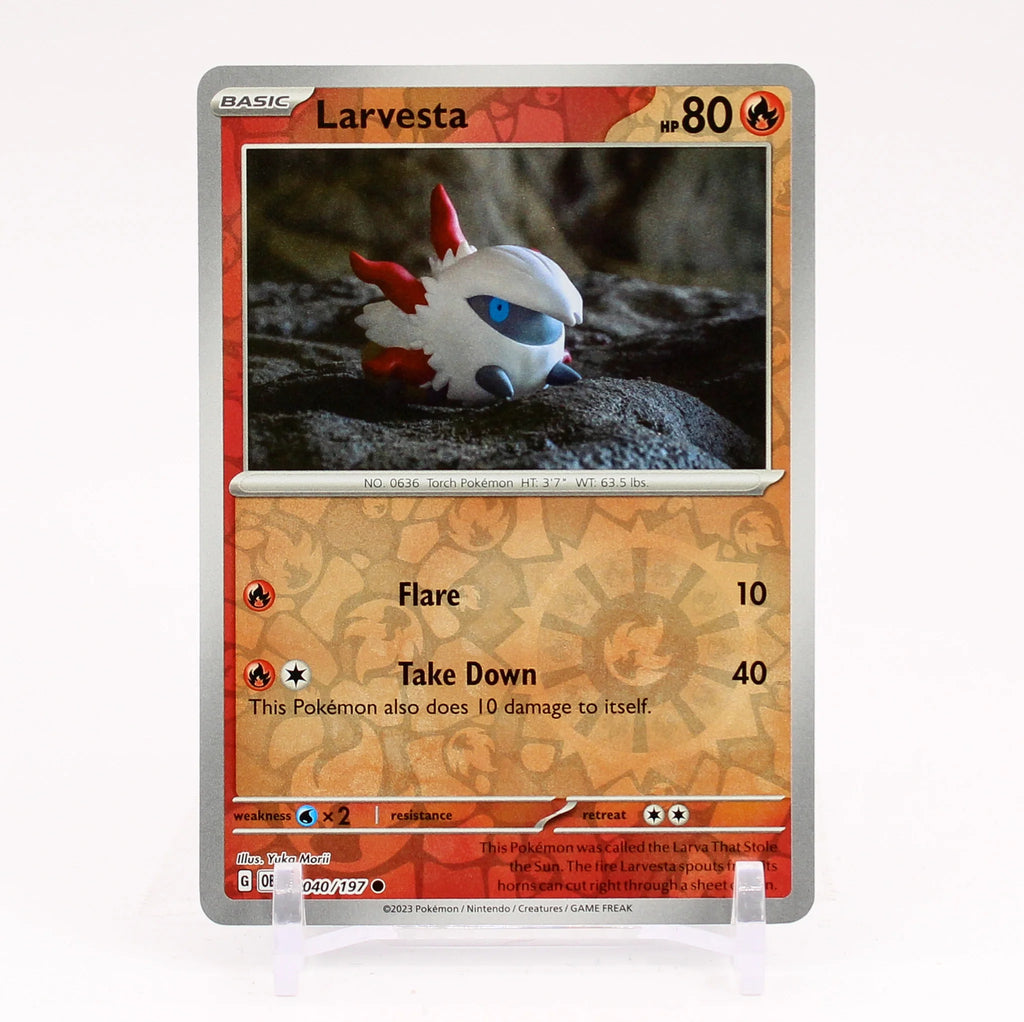 Pokemon TCG -Obsidian Flames -#40 -Larvesta -Common -Reverse Holo
