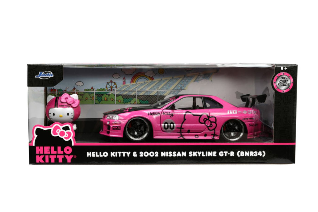 Hello Kitty 1:24 scale diecast model car. 2002 Nissan Skyline GT-R BNR34.