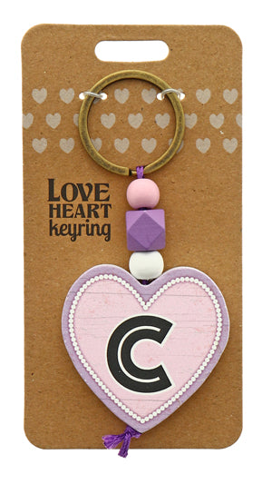 C Love heart Keyring from TSK. Available at the Funporium Australia's gift store.