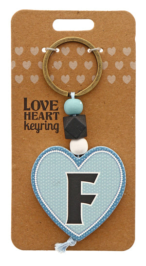 F Love heart Keyring from TSK. Available at the Funporium Australia's gift store.