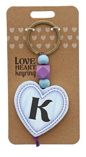 K Love heart Keyring from TSK. Available at the Funporium Australia's gift store.