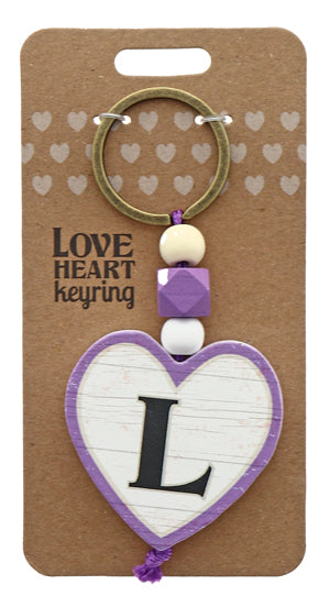 L Love heart Keyring from TSK. Available at the Funporium Australia's gift store.