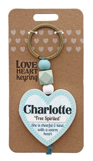 Charlotte Love heart Keyring from TSK. Available at the Funporium Australia's gift store.