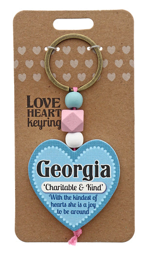 Georgia Love heart Keyring from TSK. Available at the Funporium Australia's gift store.