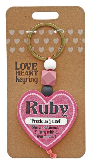 Ruby Love heart Keyring from TSK. Available at the Funporium Australia's gift store.