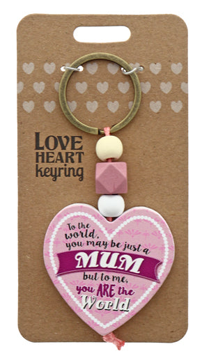 Mum's World Love heart Keyring from TSK. Available at the Funporium Australia's gift store.