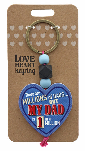Dad one in a million Love heart Keyring from TSK. Available at the Funporium Australia's gift store.