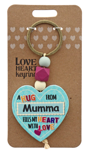 Hug Mumma Love heart Keyring from TSK. Available at the Funporium Australia's gift store.