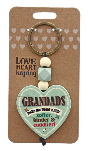 Grandad's World Love heart Keyring from TSK. Available at the Funporium Australia's gift store.
