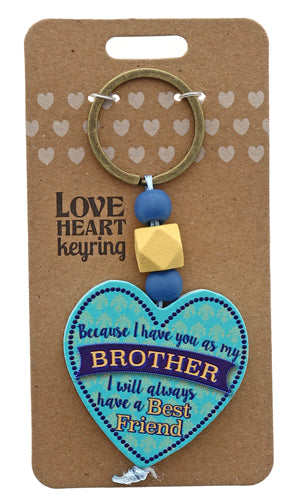 Brother Love heart Keyring from TSK. Available at the Funporium Australia's gift store.