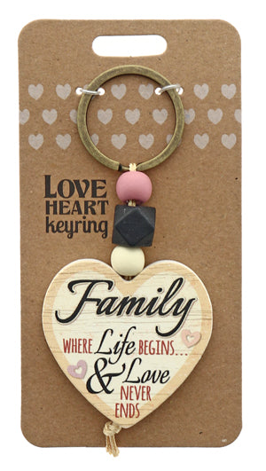Family where life begins Love heart Keyring from TSK. Available at the Funporium Australia's gift store.