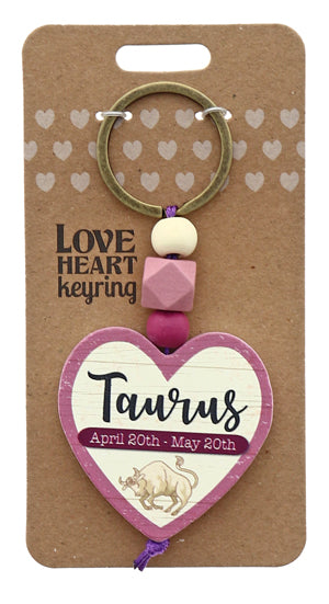 Taurus Love heart Keyring from TSK. Available at the Funporium Australia's gift store.