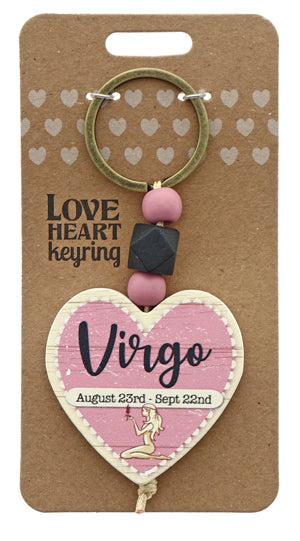 Virgo Love heart Keyring from TSK. Available at the Funporium Australia's gift store.