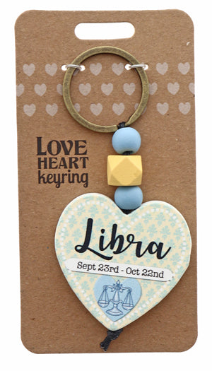 Libra Love heart Keyring from TSK. Available at the Funporium Australia's gift store.