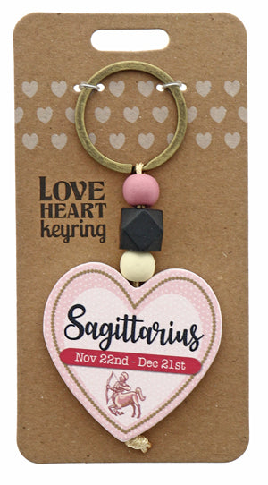 Sagittarius Love heart Keyring from TSK. Available at the Funporium Australia's gift store.