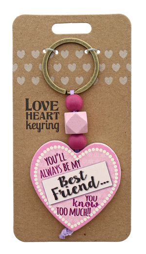 Best Friend Love heart Keyring from TSK. Available at the Funporium Australia's gift store.
