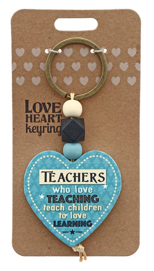 Teachers Love Teaching Love heart Keyring from TSK. Available at the Funporium Australia's gift store.