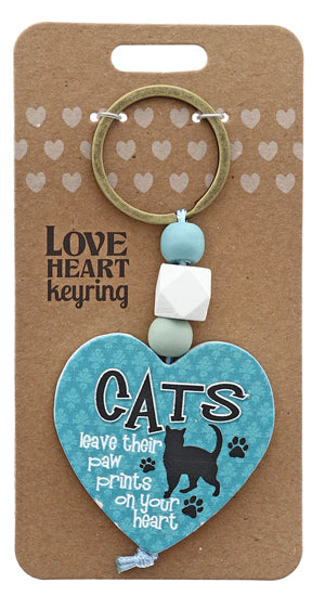 Cats Paw Prints Love heart Keyring from TSK. Available at the Funporium Australia's gift store.
