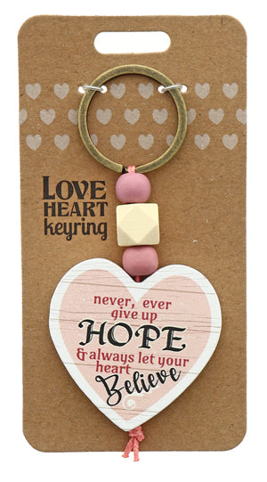 Hope Believe Love heart Keyring from TSK. Available at the Funporium Australia's gift store.