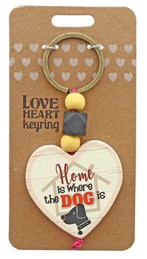 Home is where the dog is Love heart Keyring from TSK. Available at the Funporium Australia's gift store.