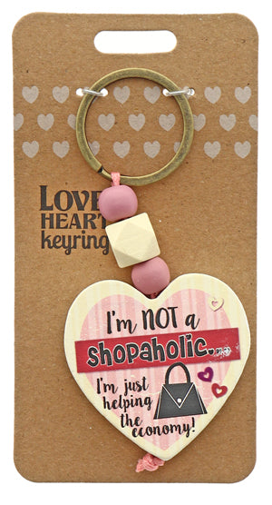 Shopaholic Love heart Keyring from TSK. Available at the Funporium Australia's gift store.