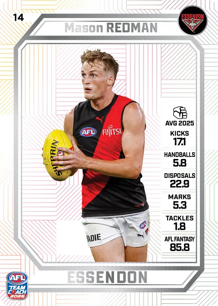 Teamcoach 2026 Base Pearl Card #14 Mason Redman - Essendon