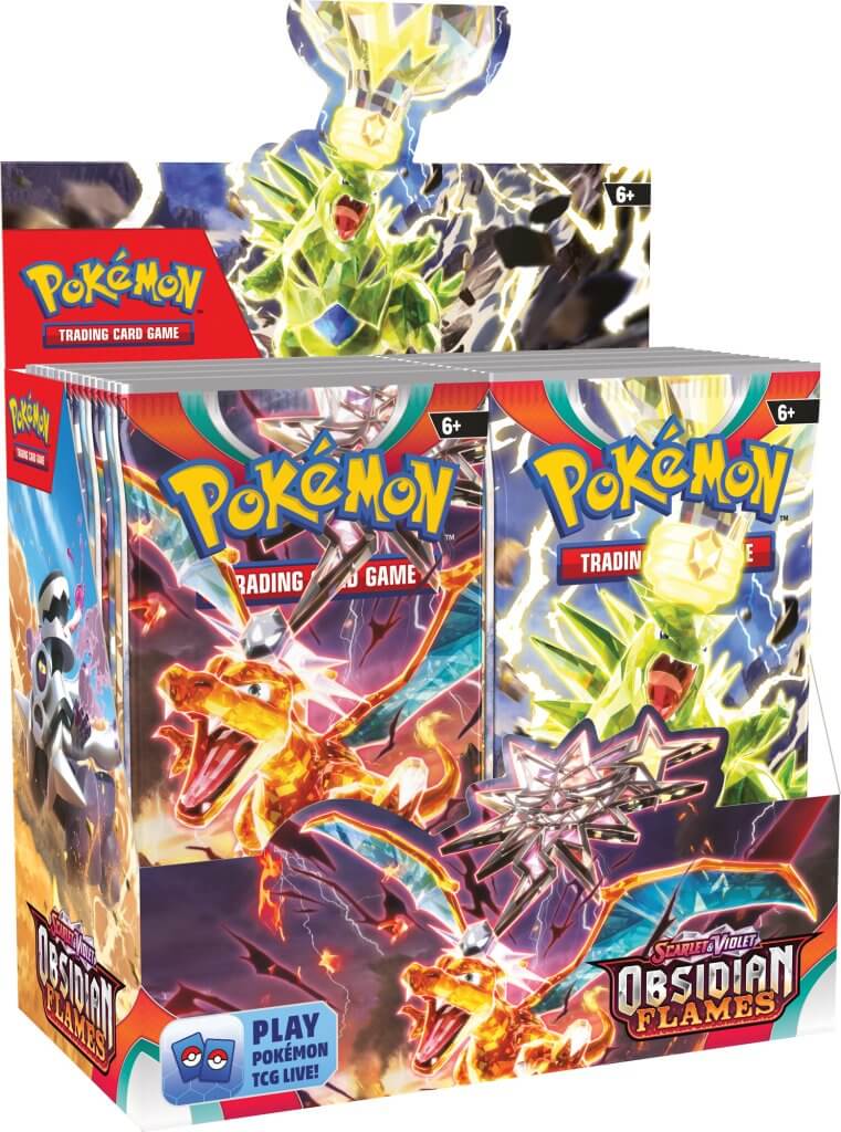 Pokemon trading card game expansion Obsidian Flames booster box.