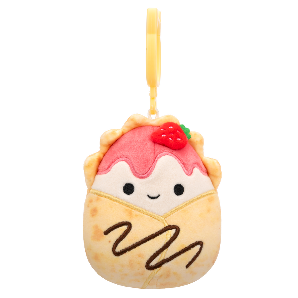 Gasten the Strawberry Crepe 3.5 inch clip keychain plush Squishmallow.