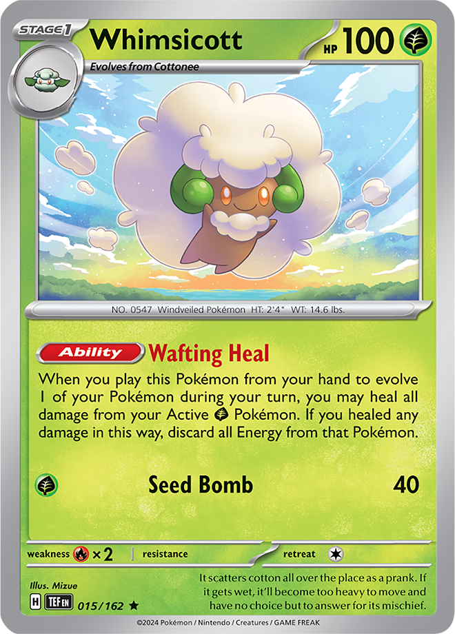 Pokemon TCG - Temporal Forces - #015 - Whimsicott - Rare Holo