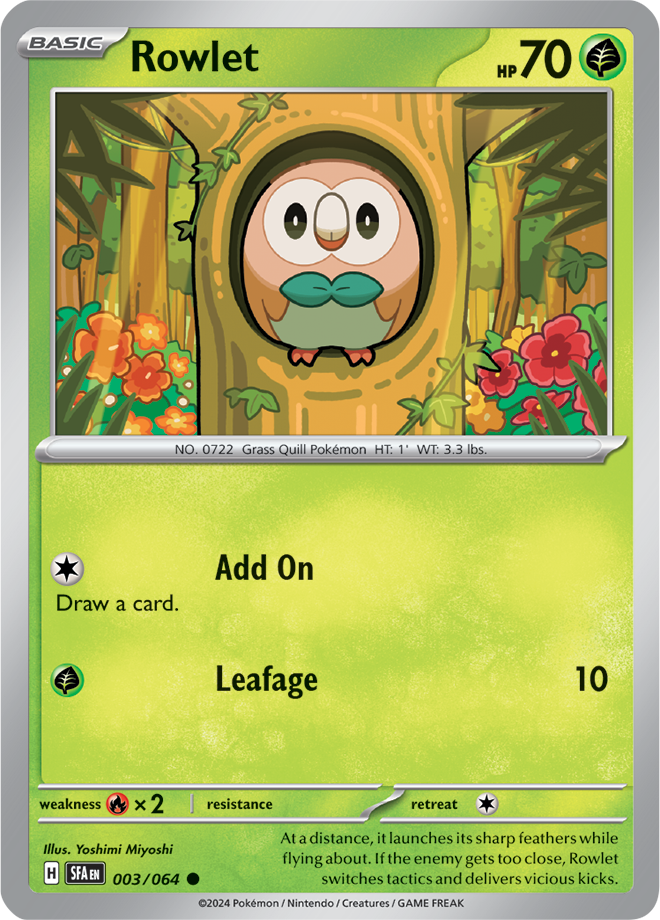 Pokemon TCG - Shrouded Fable - #003/064 - Rowlet - Common