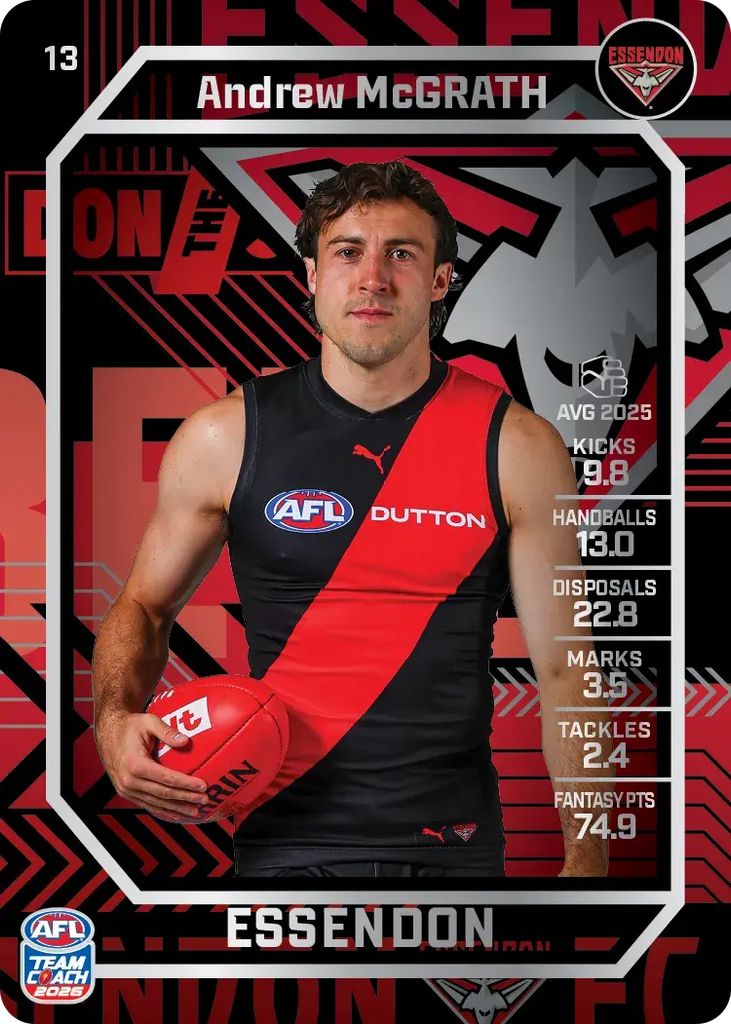 Teamcoach 2026 Base Silver Card #13 Andrew McGrath - Essendon