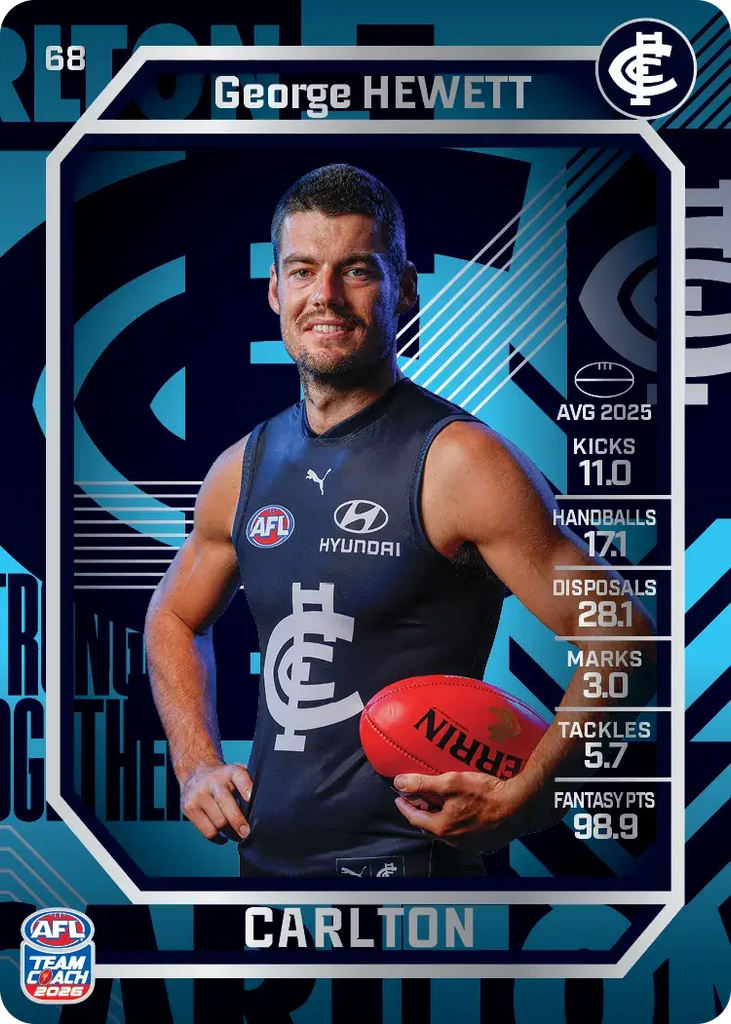 Teamcoach 2026 Base Silver Card #68 George Hewett - Carlton